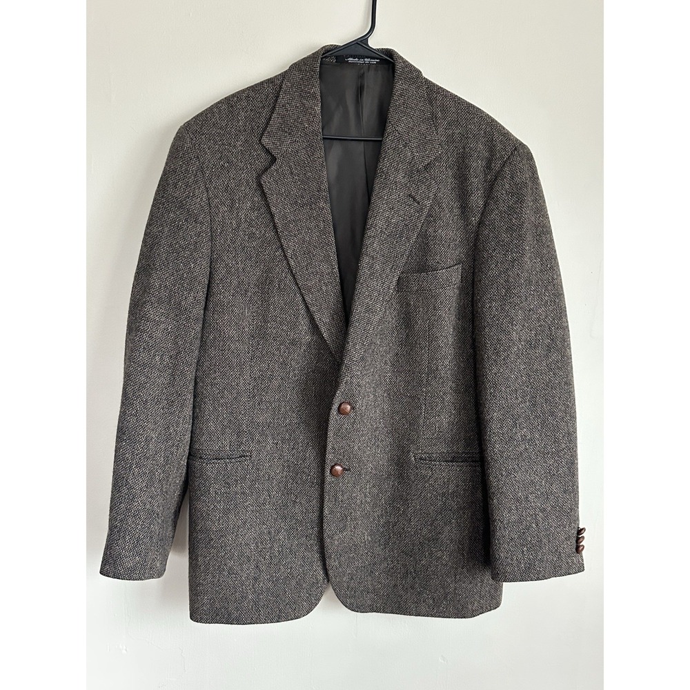 VTG 70s 100% Wool‎ Tweed Blazer 48R Heritage Hunting Sport Coat Big & Tall